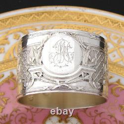 Antique French Sterling Silver Napkin Ring, Louis XVI or Empire Style w Torches