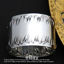 Antique French Sterling Silver Napkin Ring, Louis XVI or Rococo Pattern, 40gm