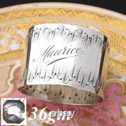 Antique French Sterling Silver Napkin Ring, Louis XVI or Rococo Pattern, Maurice