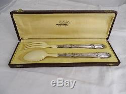 Antique French Sterling Silver Salad Serving Set Louis XV Style