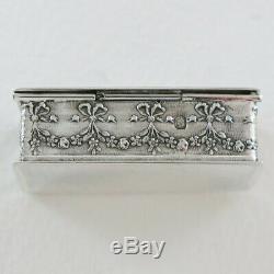 Antique French Sterling Silver Snuff Box Trinket Jewelry Bonbon Case Louis XVI