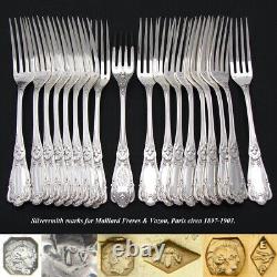 Antique French Sterling Silver & Vermeil 182pc Flatware Set, 10pc for 18, Chests