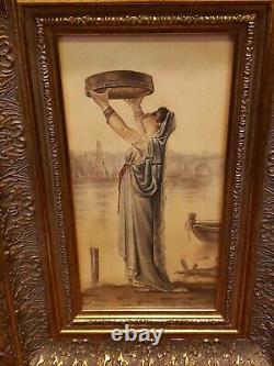 Antique French Style Watercolor Painting of a Woman After Louis Hector Leroux