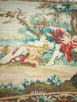 Antique French Tapestry Louis 14 Hand made from Wool and Silk 70×48 Good Cond