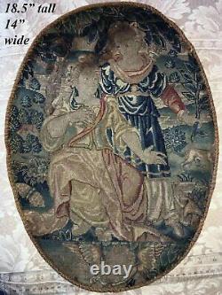 Antique French c1600s Fine Needlepoint Louis XIV Tapestry, Frame or Throw Pillow