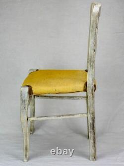 Antique French children's chair with jute seat and beige / grey frame