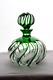 Antique French Emerald Green Cut To Clear Crystal Large Perfume Bottle C 1900