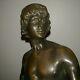 Antique French Nude Bronze Sculpture David Lion Pelt By Louis Moreau 1890s