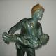 Antique French Sculpture Fireman Saving Child Marble Base By Louis Moreau 1890