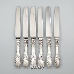 Antique German Silver Clad Knives, French Market, Rococo, Louis XV Style, 6 pcs