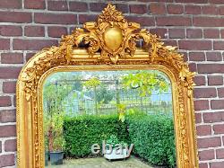 Antique Gold Finish French Louis XVI Style Full-Length Mirror
