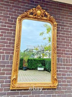 Antique Gold Finish French Louis XVI Style Full-Length Mirror