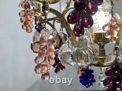 Antique Large 1890 French Louis XV Gilded Bronze Chandelier Murano Fruits
