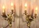 Antique Large French Gilt Bronze Wall Sconce Pair Louis Xv Lamps Lights