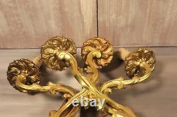 Antique Large French Gilt Bronze Wall Sconce PAIR Louis XV Lamps Lights