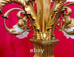 Antique Large Palatial Newel Post Lamp Louis XVI French Bronze By Millet (attr)