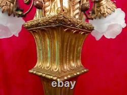 Antique Large Palatial Newel Post Lamp Louis XVI French Bronze By Millet (attr)