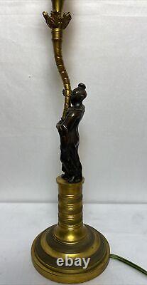 Antique Late 18th Early 19th c. French Louis XVI Bronze Candlestick Lamp