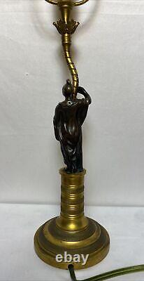 Antique Late 18th Early 19th c. French Louis XVI Bronze Candlestick Lamp