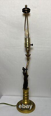 Antique Late 18th Early 19th c. French Louis XVI Bronze Candlestick Lamp