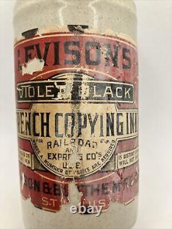 Antique Levison & Blythe St. Louis French Copying Ink Bottle Crock Stoneware RR