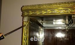 Antique Louis VI Style French Brass and Burl Walnut mirrored Wardrobe / Armoire