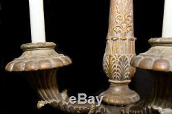Antique Louis XIV French HUGE Wooden 3 Arm Candle Wall Sconce Hand Carved 28.5H