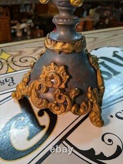 Antique Louis XV FRENCH ROCOCO Candelabras Mantle Clock Garniture Candlesticks