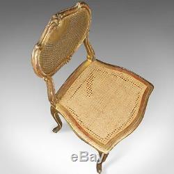 Antique Louis XV Revival Salon Chairs, French, Giltwood, Cane, C19th, Circa 1900