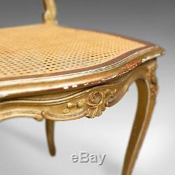 Antique Louis XV Revival Salon Chairs, French, Giltwood, Cane, C19th, Circa 1900