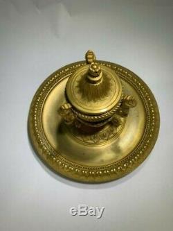Antique Louis XV Style French Gilt Bronze Inkwell 1880 by Delarue Paris