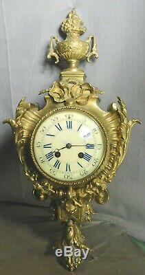 Antique Louis XVI French Cartel Clock Japy Freres Gilt Bronze Brass 1880 ORNATE