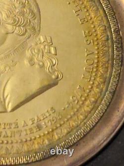Antique Louis XVI French Medallion Brass Wood & Glass Portrait Profile