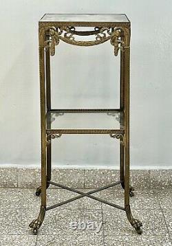 Antique Louis XVI French Table Pedestal Bronze Glass Art