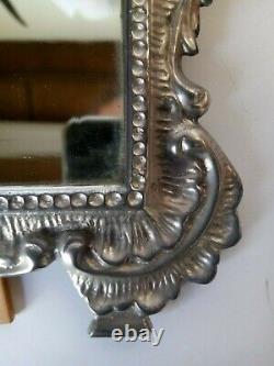 Antique Louis XVI Silver Plated Bronze French Table Mirror