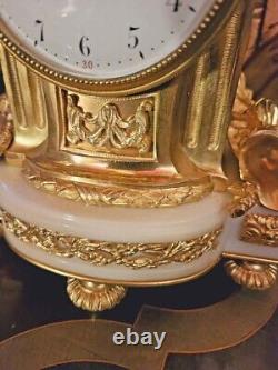 Antique Mantel Clock French Bronze Gilt and Marble Louis-constantin Detouche 19C