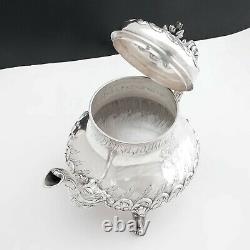 Antique Napoleon III era French Sterling Silver Teapot, Louis XVI Rococo Style