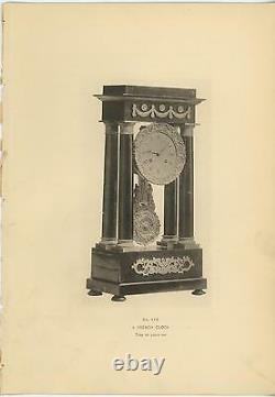 Antique Ornate French Clock Time Of Louis XVI Horology 1897 Old Print Picture