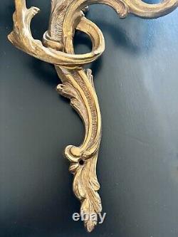 Antique Ornate French Louis XV Rococo Gold Gilt Bronze Candle/Light Wall Sconces