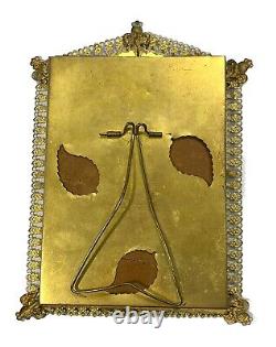 Antique Ornate Gilt Bronze Le Fleur De Lis French Ormolu Picture Frame Table Top