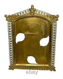 Antique Ornate Gilt Bronze Le Fleur De Lis French Ormolu Picture Frame Table Top