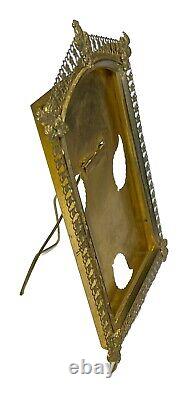 Antique Ornate Gilt Bronze Le Fleur De Lis French Ormolu Picture Frame Table Top