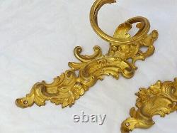 Antique PAIR French Gilded Bronze Rococo Wall Light Sconce Louis XV Rare Blue