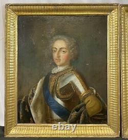 Antique Pair 18th C. French Portraits King Louis XV in Armor & Queen, Christies