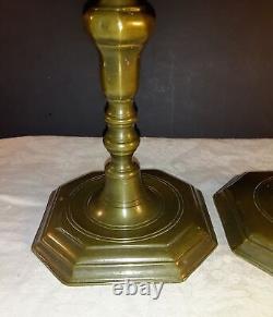 Antique Pair French Late 17th Century Style Louis XIV Bronze Candlesticks Circa