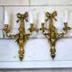 Antique Pair French Louis Xvi Style Cherub Brass Scone Candel Holder Candelabra