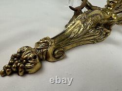 Antique Pair French Louis XVI Style Cherub Brass Scone Candel Holder Candelabra