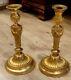 Antique Pair French Louis Xvi Style Ormolu Candlesticks 1st Empire Early 19th C