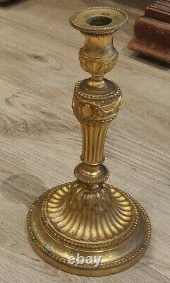 Antique Pair French Louis XVI Style Ormolu Candlesticks 1st Empire Early 19th C