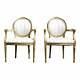 Antique Pair French Louis Xvi Style Rococo Gold Gilt Accent Arm Chairs